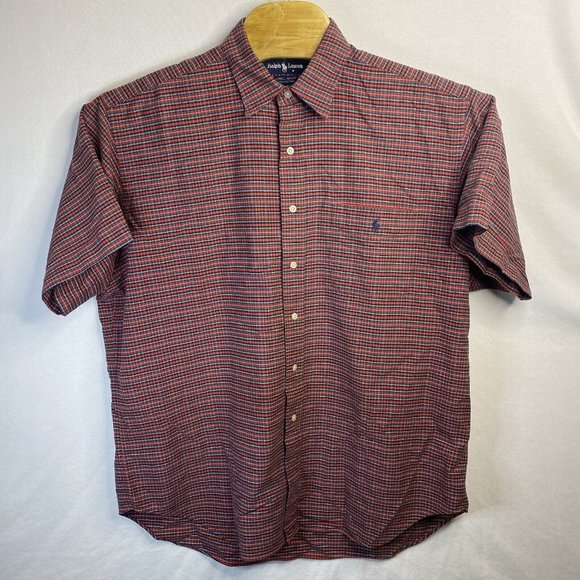 Ralph Lauren Lowell Sport Men’s XL Short Sleeve Red Plaid Button Down Shirt - Picture 2 of 7